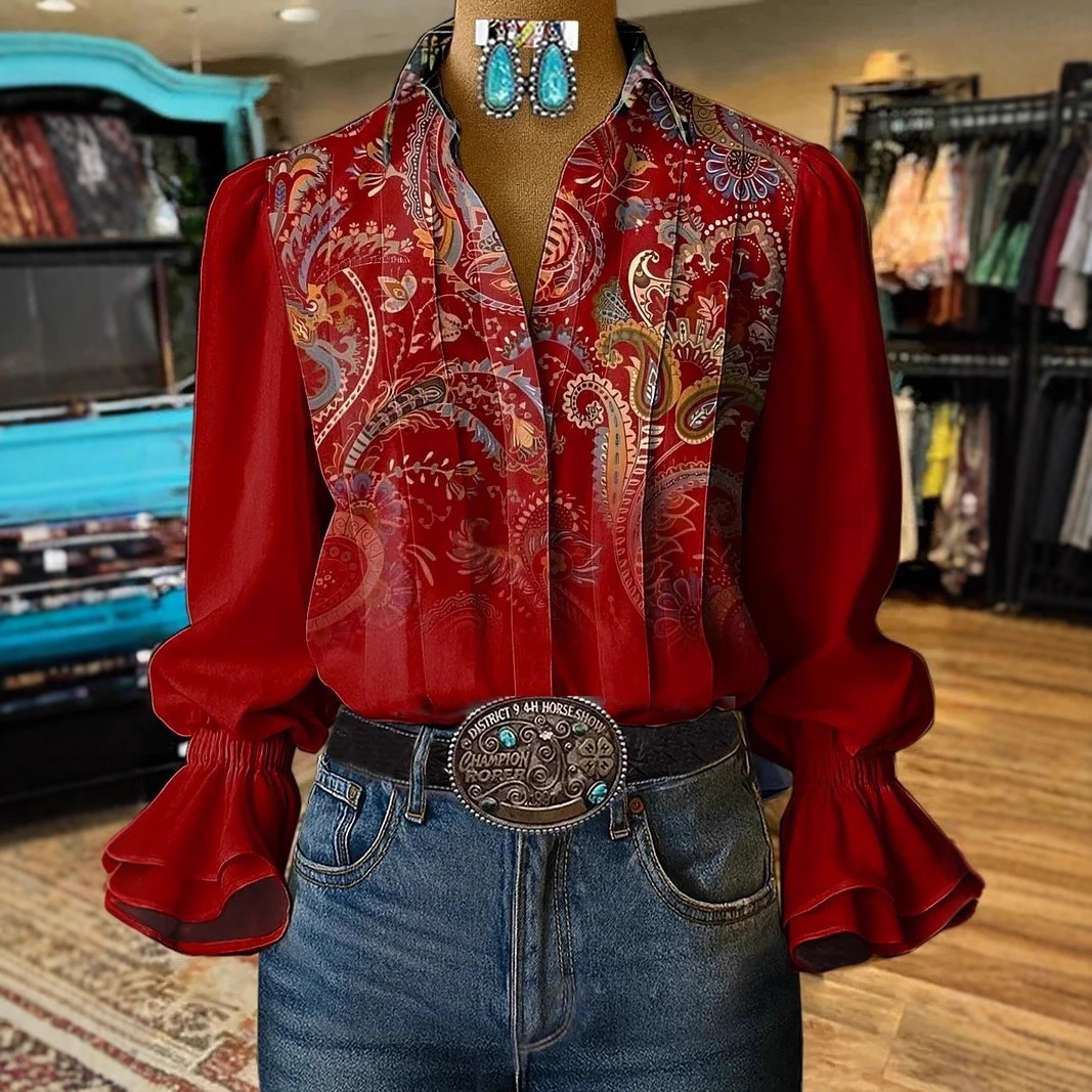 Women's Bell Sleeve 3D Print Shirt - Image 2