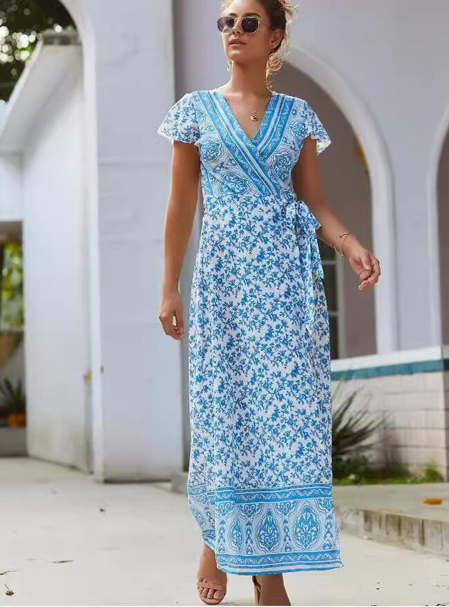 The Romane Bohemian 3d Print Sleeveless Dress Detail – La Rose Couture Dresses & Gowns