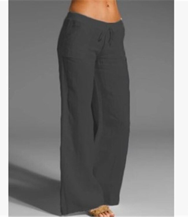 The Alix High Waisted Wide Leg Pants Cotton Linen Casual Trousers Detail – La Rose Couture Trousers & Skirts