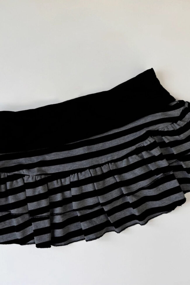 The Clarisse Striped Tiered Short Skirt Detail – La Rose Couture Trousers & Skirts