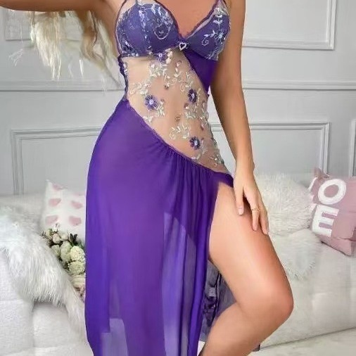 Embroidered floral halter dress - Image 3