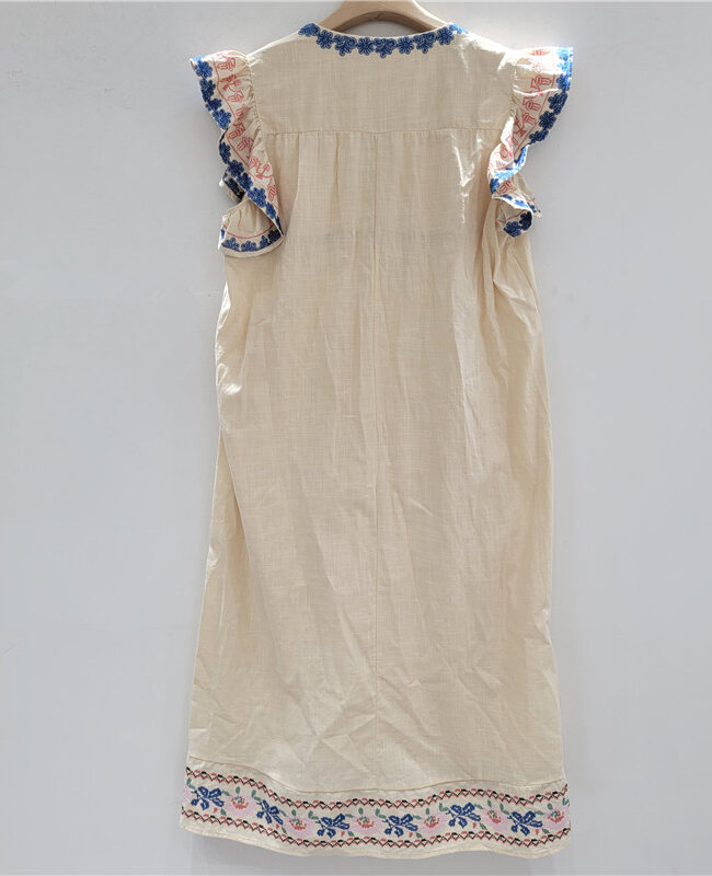 The Eleonore White Embroidered Puff Short Sleeve Dress for Summer Ethnic Style Detail – La Rose Couture Dresses & Gowns