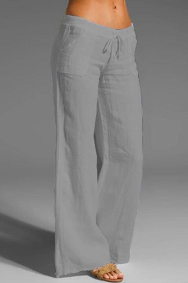 Cotton Linen Wide Leg Pants Detail – La Rose Couture Trousers & Skirts