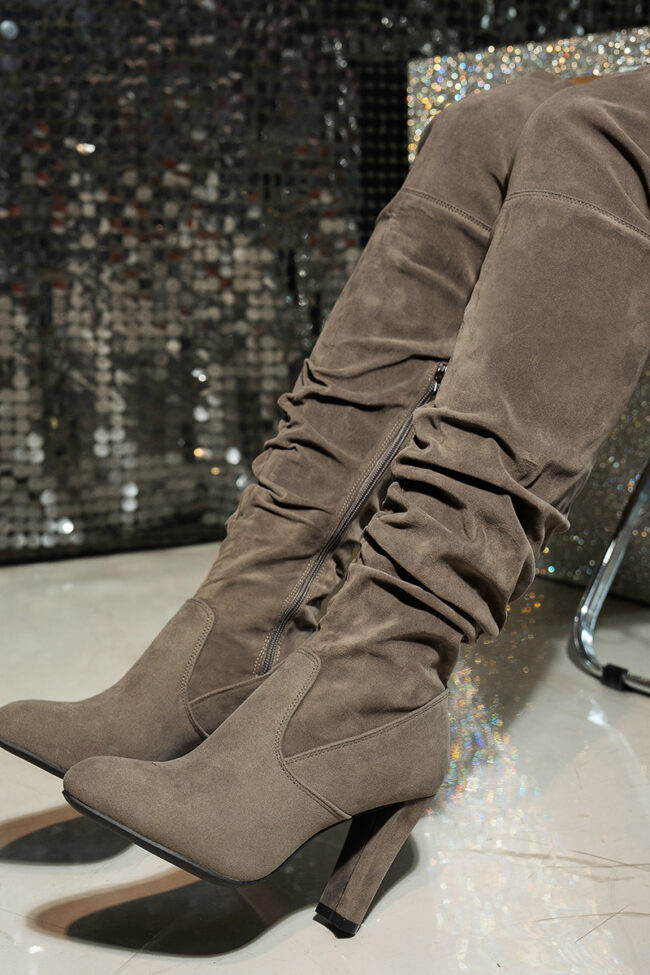 The Aurore Suede Boots Detail – La Rose Couture Shoes & Footwear