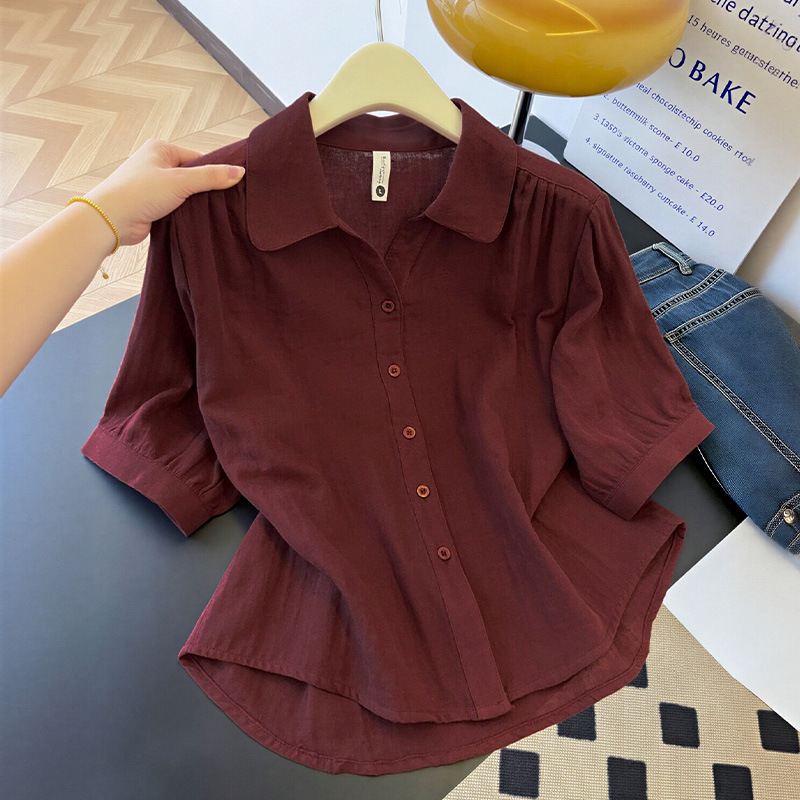 Women's Pure Cotton Double-Layer Gauze Half-Sleeve Casual Shirt - Image 5