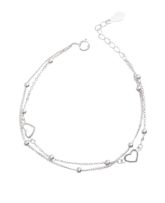 The Sixtine S925 Sterling Silver Double Layer Heart Pendant Bracelet Detail – La Rose Couture Jewellery & Accessories