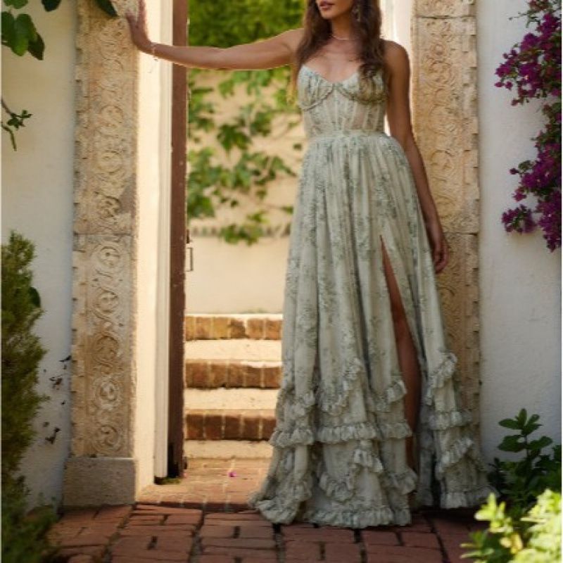 Floral Print Halter Neck Backless Dress