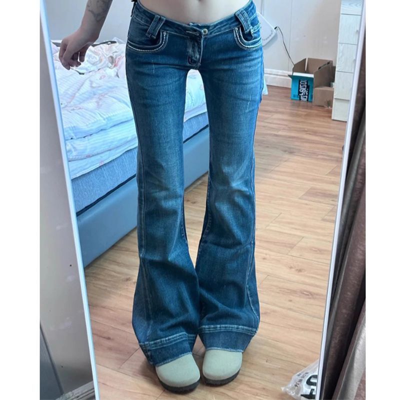 Womens Retro Flared Denim Pants - Image 3