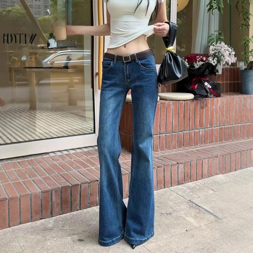 Womens Retro Flared Stretch Jeans - Image 4