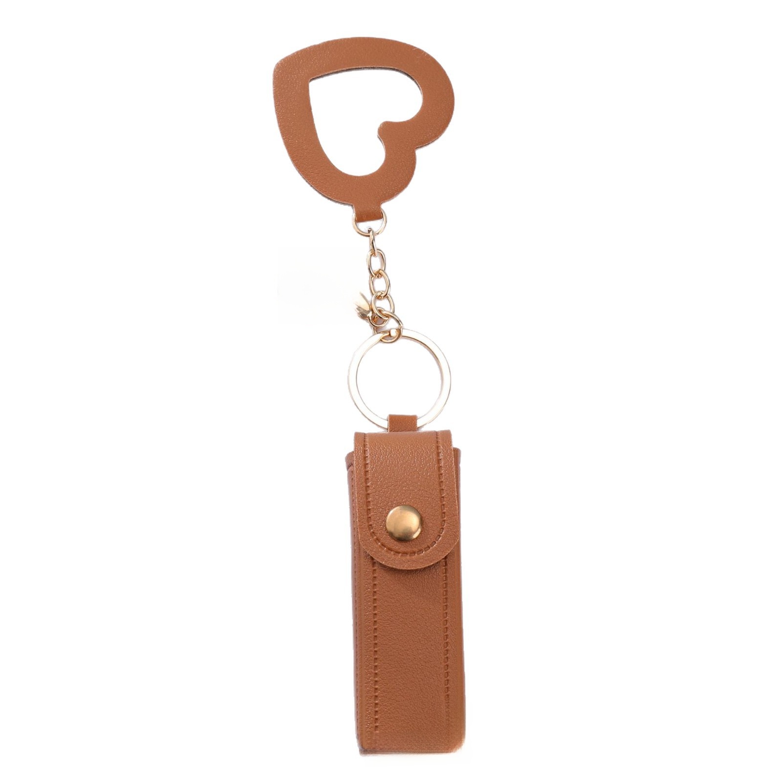 Portable PU Leather Lipstick Pouch with Mirror and Keychain - Image 5