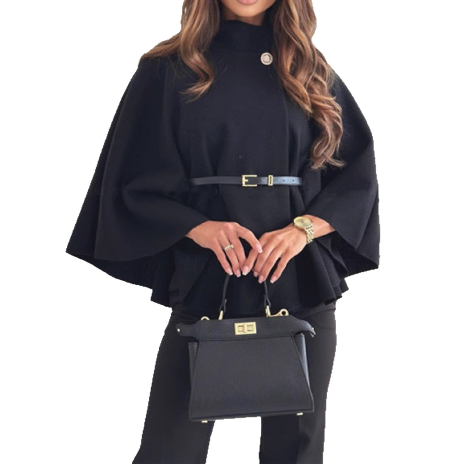 Women's Elegant Wool Cape Coat - Image 2