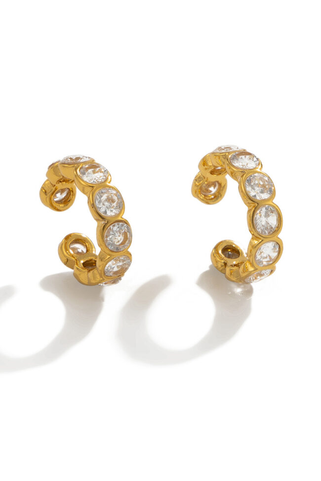 The Seraphine Micro Paved Zircon Geometric Stainless Steel Ear Clips Detail – La Rose Couture Jewellery & Accessories