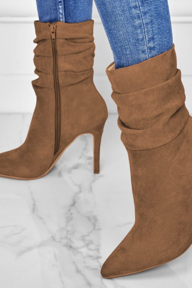 The Elodie Pointed Toe Low Heeled High Short Boots Detail – La Rose Couture Shoes & Footwear