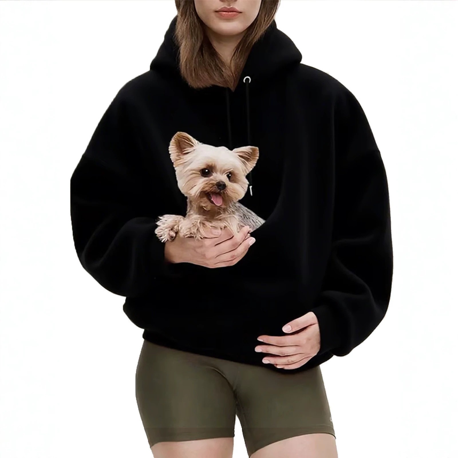 Women's Solid Hoodie with Kangaroo Pocket - Image 3