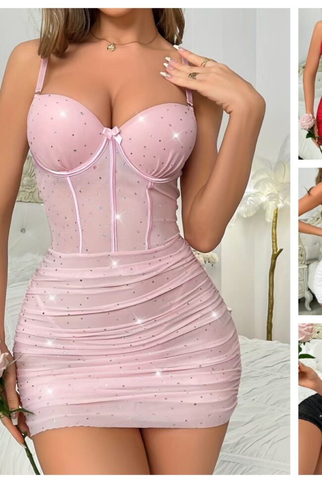 The Manon Rhinestone Mesh Strap Bodycon Dress – La Rose Couture Dresses & Gowns