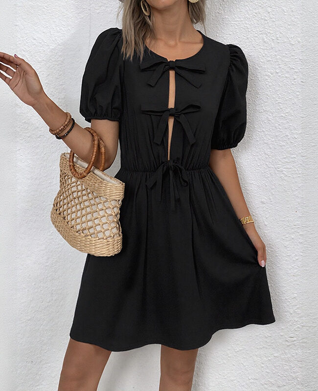 The Valerie Retro Striped Bow Lace Up Dress Detail – La Rose Couture Dresses & Gowns