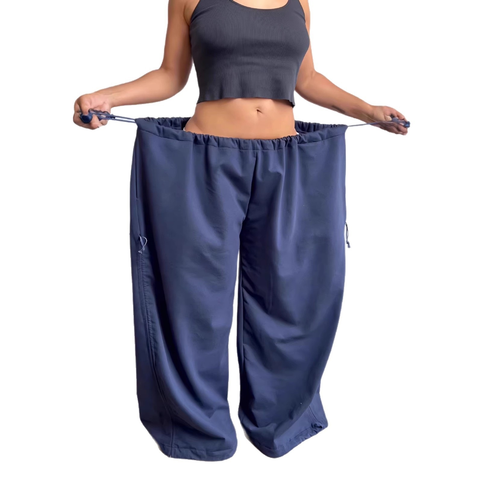 Womens Elastic Waist Wide Leg Pants - Image 4