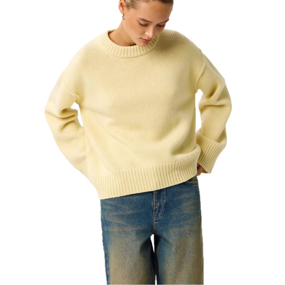 Womens Round Neck Solid Color Loose Pullover Sweater - Image 3