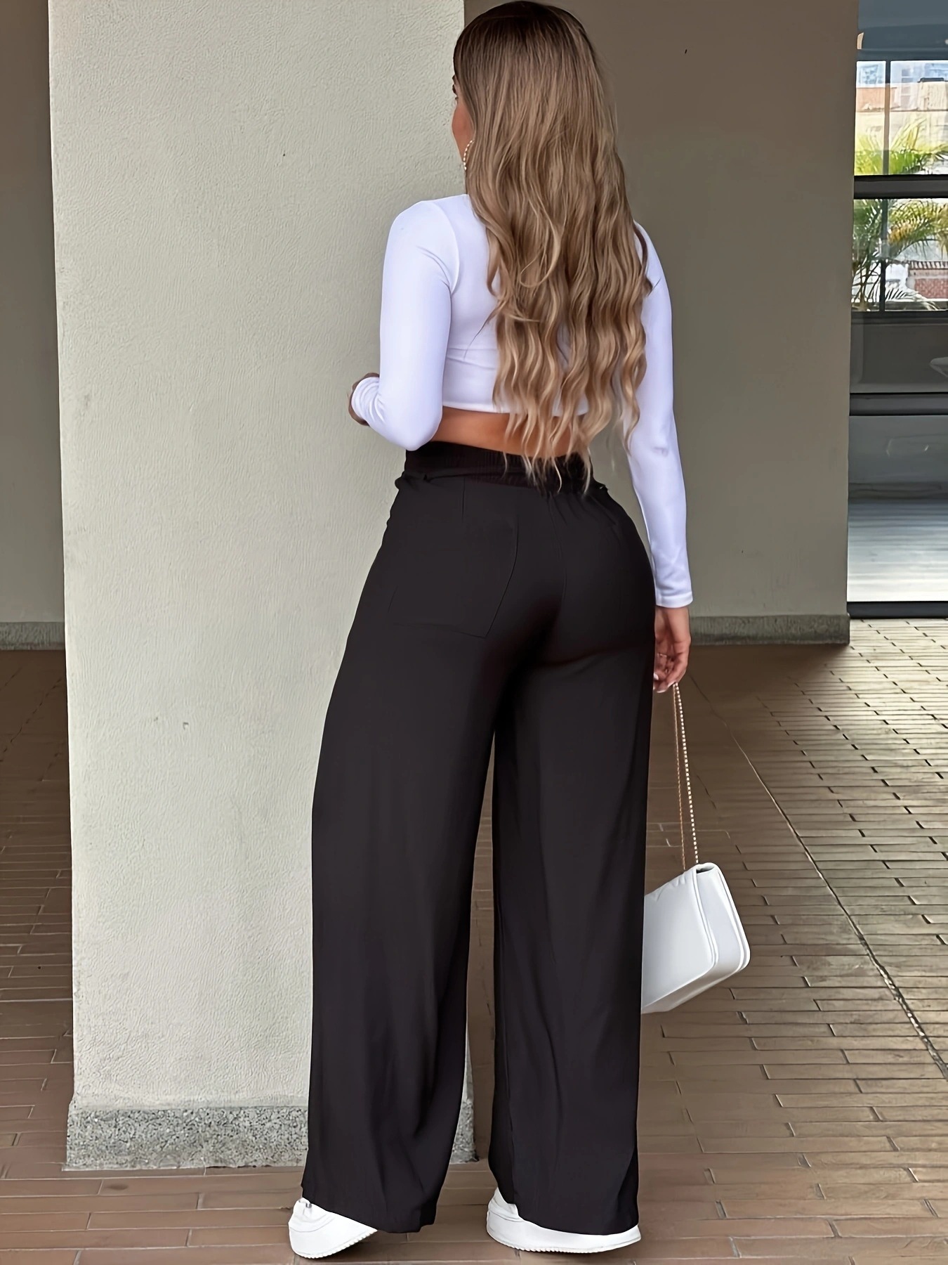 High-Waisted Lace-Up Trousers - Image 5