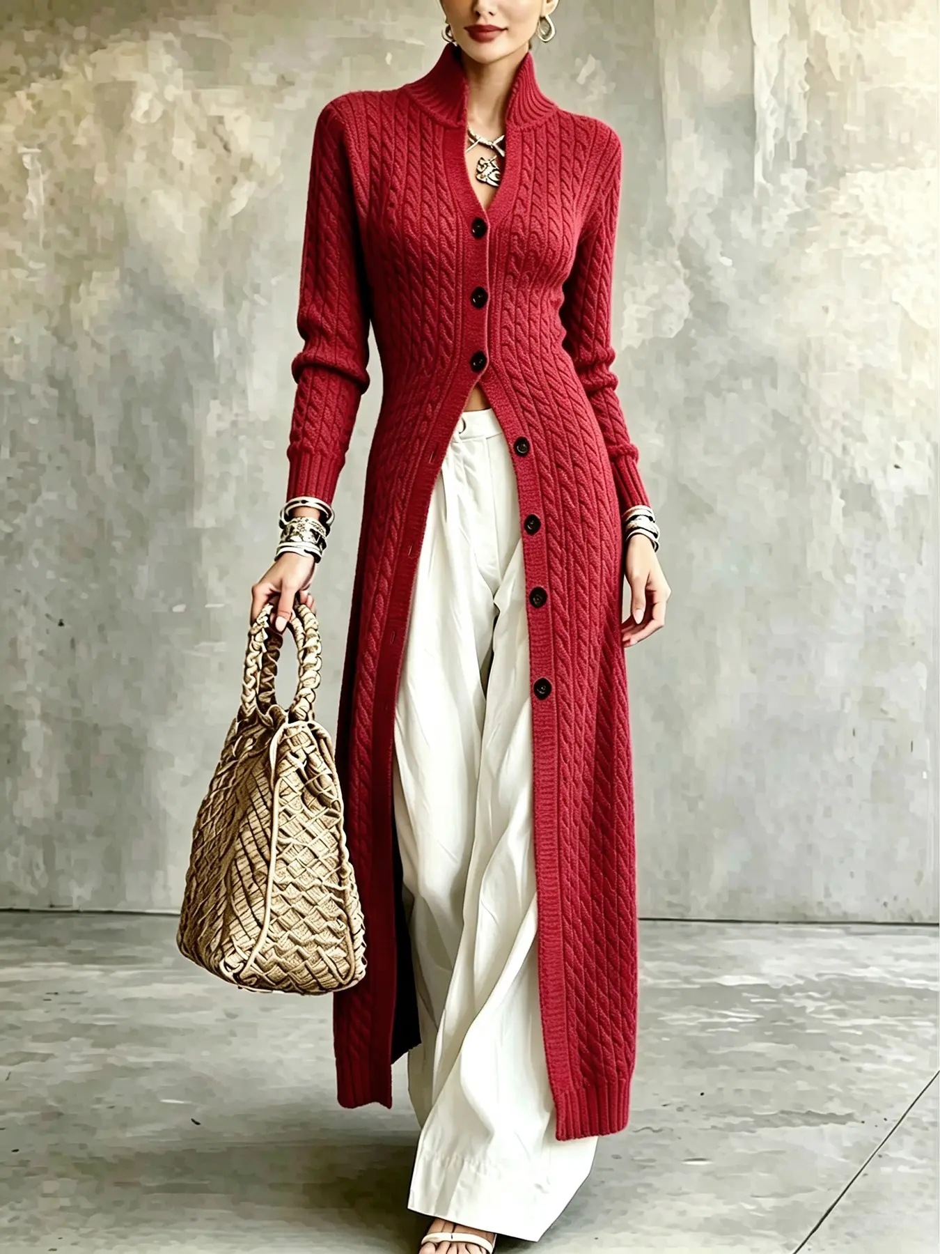 Long Knitted button sweater - Image 5