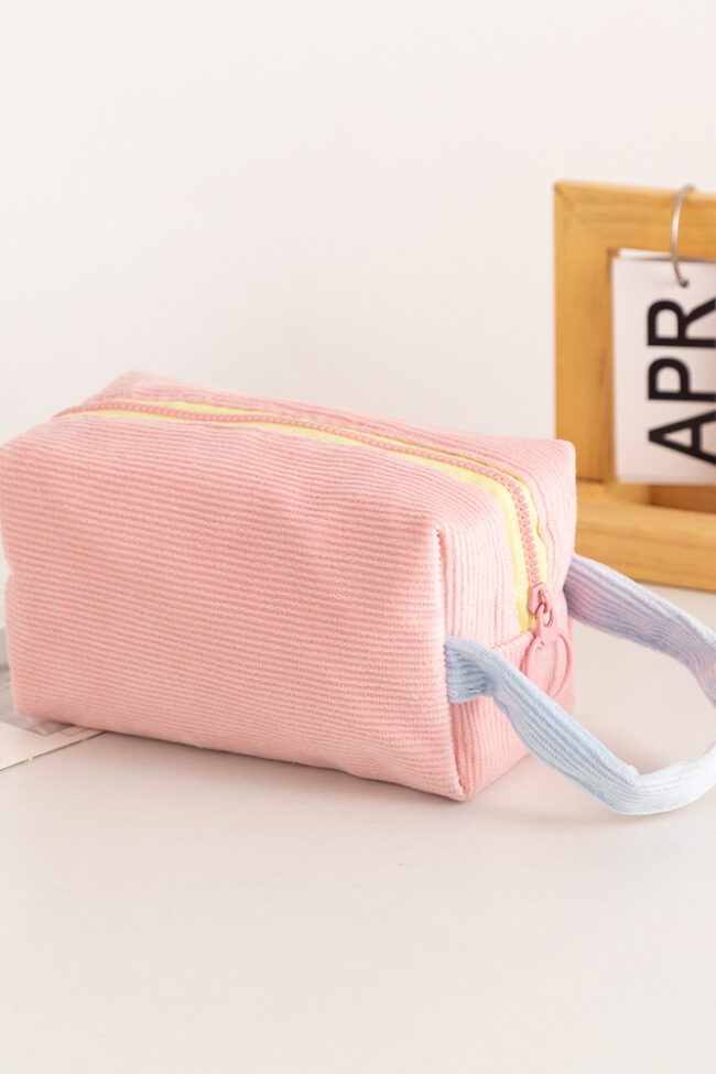 The Apolline Portable Corduroy Cosmetic Bag Large Capacity Handheld Makeup Pouch Detail – La Rose Couture Handbags & Clutches