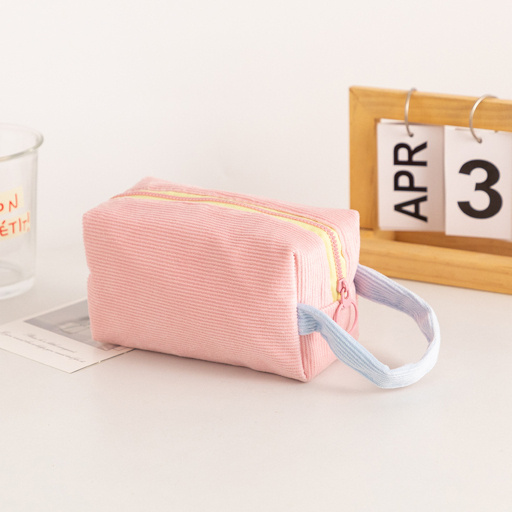 Portable Corduroy Cosmetic Bag Large Capacity Handheld Makeup Pouch - Image 5