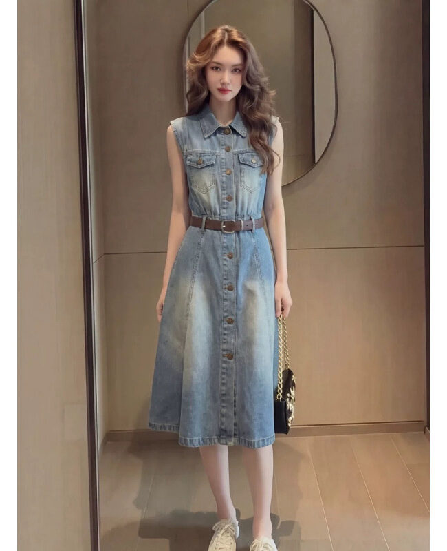 The Gisele Sleeveless Denim Dress – La Rose Couture Dresses & Gowns