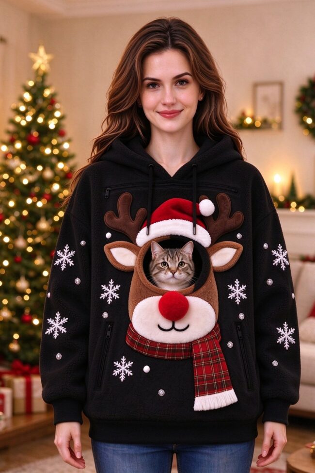 The Lucile Christmas Hooded Fleece Sweatshirt Detail – La Rose Couture Tops & Blouses