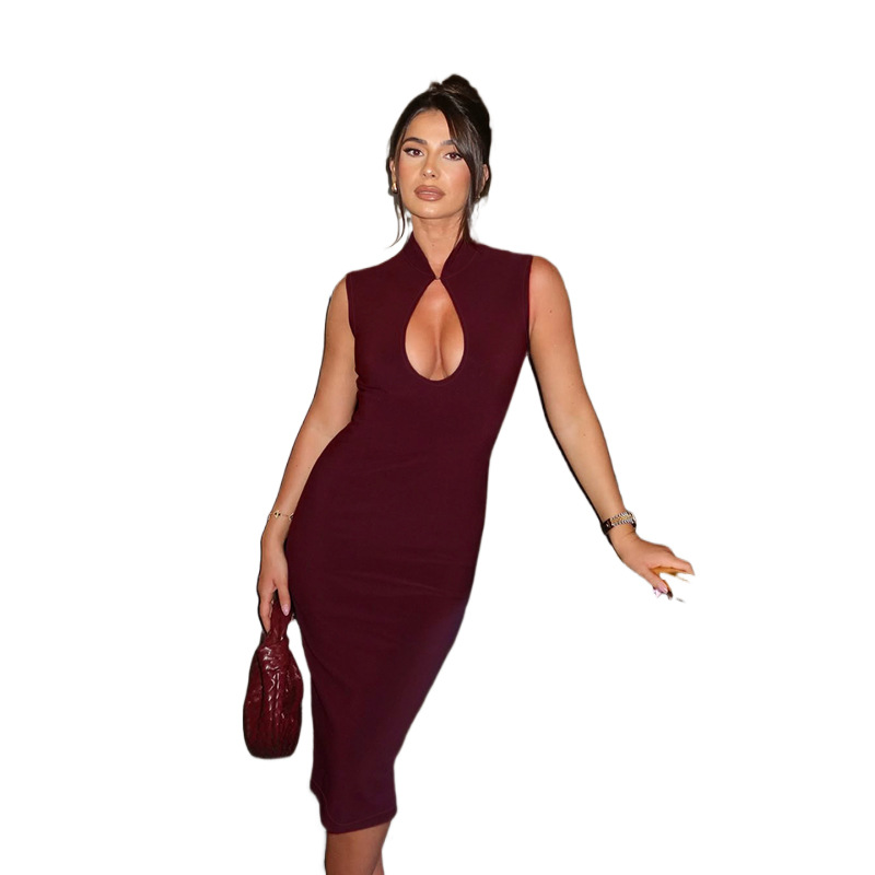 French Retro Slim Fit Sleeveless Dress - Image 2