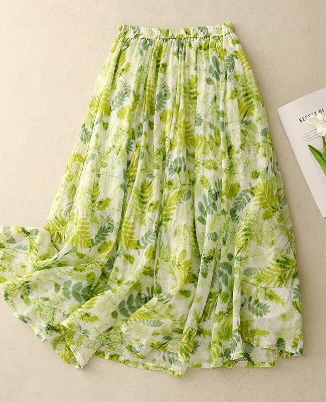 The Therese Ramie Printed a Line Mid Length Skirt – La Rose Couture Trousers & Skirts
