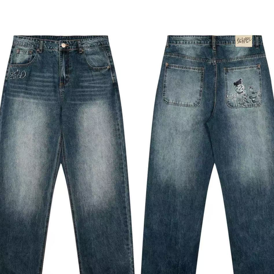 Casual Wide-Leg Cotton Pants with Embroidery - Image 3