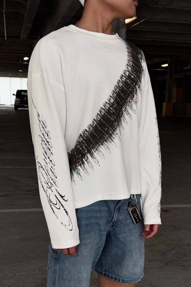 The Garance Y2k Bullet Letter Print Long Sleeve T Shirt Detail – La Rose Couture Tops & Blouses