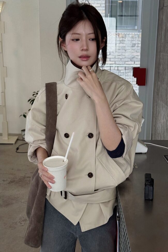 The Garance Double Breasted Windbreaker Jacket – La Rose Couture Coats & Jackets