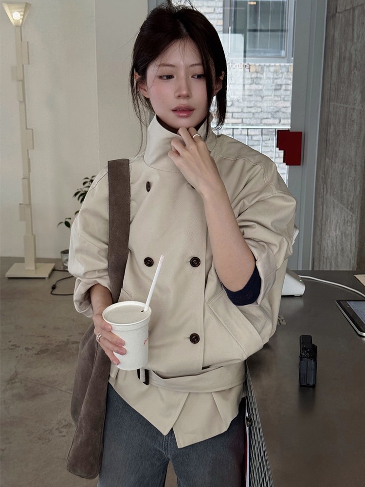 Double-breasted windbreaker jacket