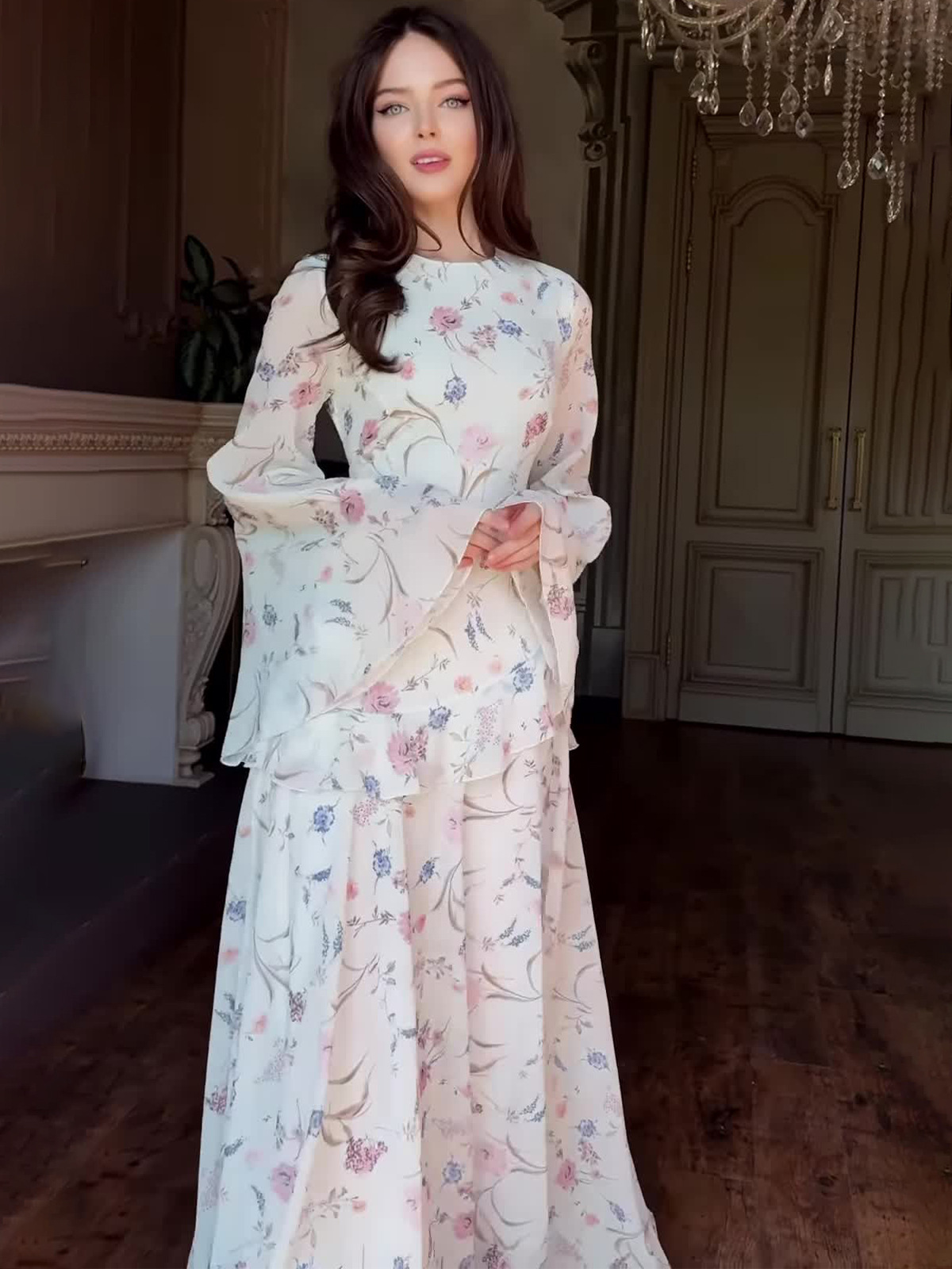 Floral Print Long Sleeve Dress - Image 4