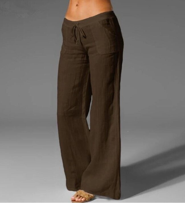 The Alix High Waisted Wide Leg Pants Cotton Linen Casual Trousers Detail – La Rose Couture Trousers & Skirts