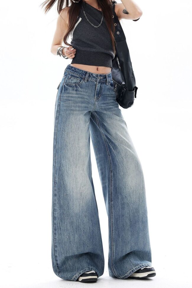 Washed Flared Denim Pants Detail – La Rose Couture Trousers & Skirts