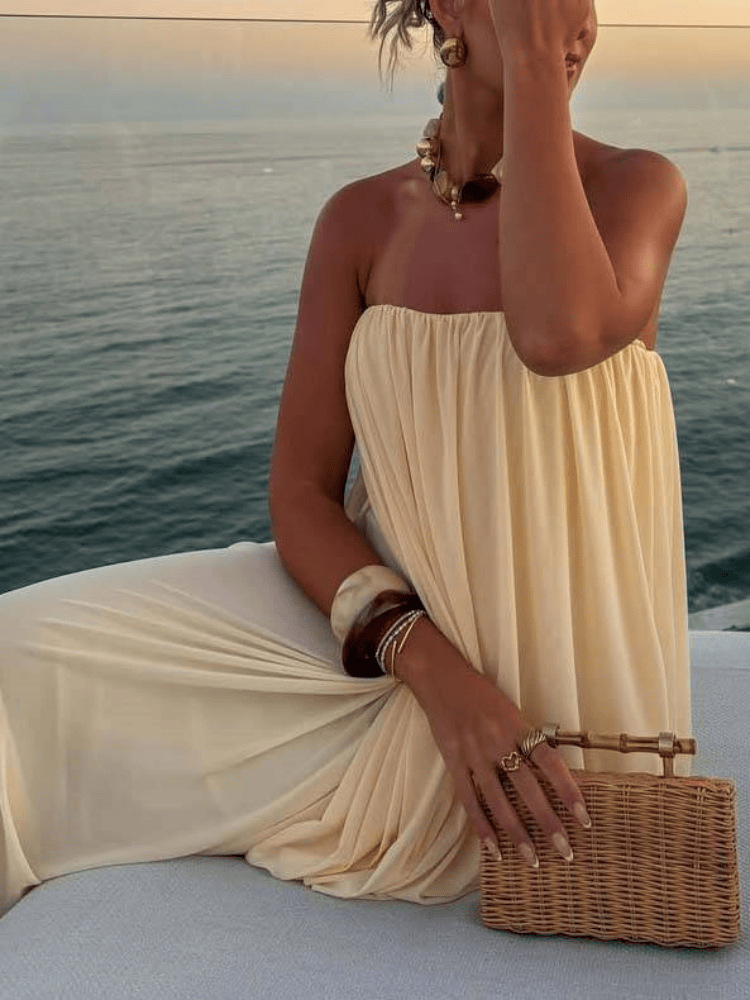 Womens Chiffon Pleated Dress - Image 3
