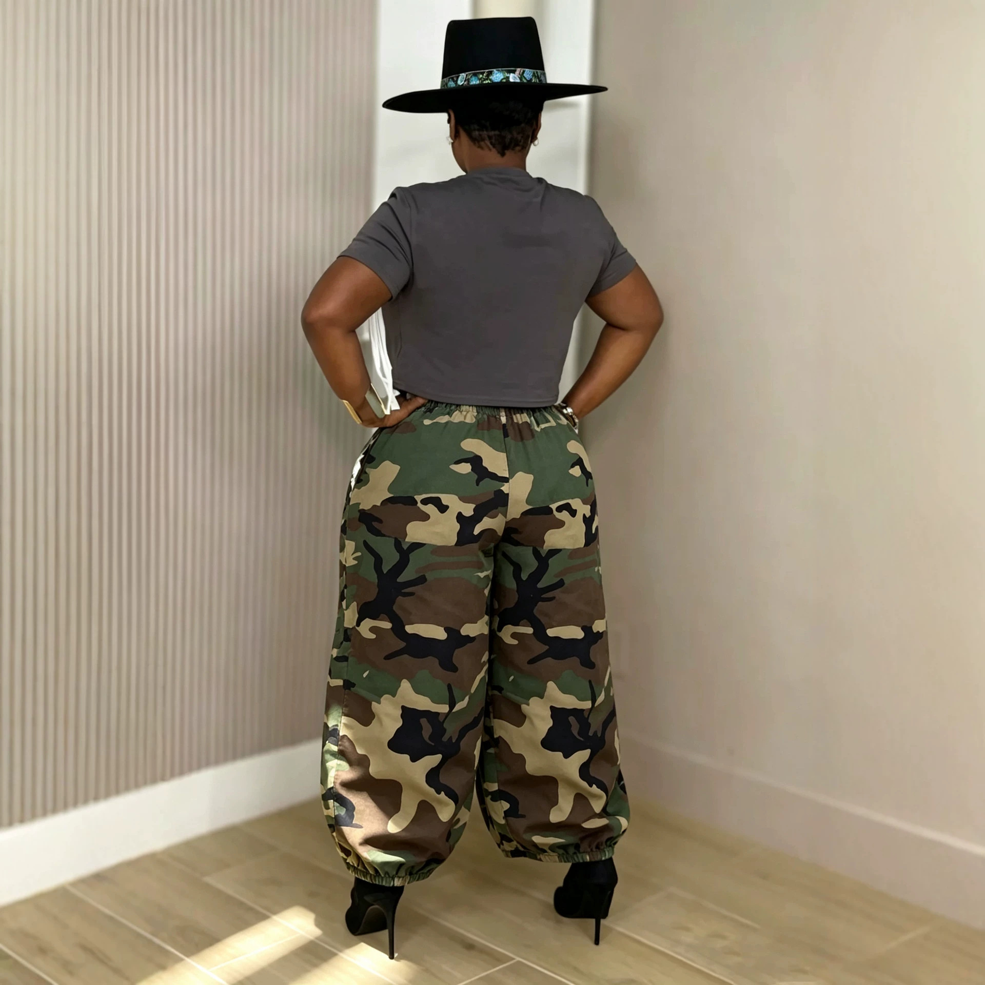 Denim Camouflage Lantern Pants - Image 2