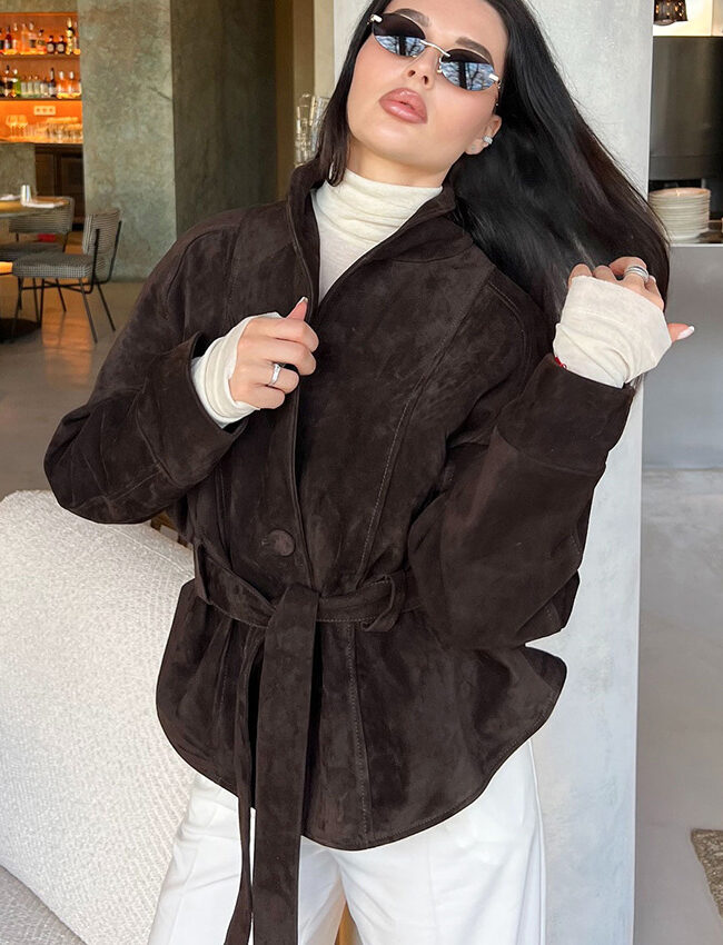 The Jeanne Retro Suede Long Sleeve Jacket Detail – La Rose Couture Coats & Jackets