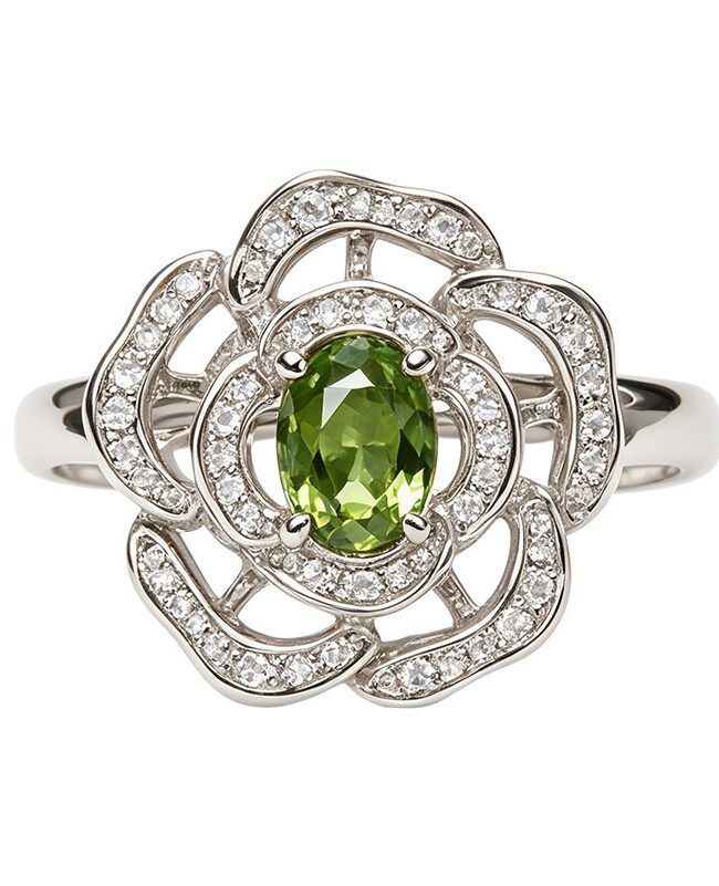 The Muriel Silver Natural Birthstone Flower Vintage Adjustable Ring Detail – La Rose Couture Jewellery & Accessories