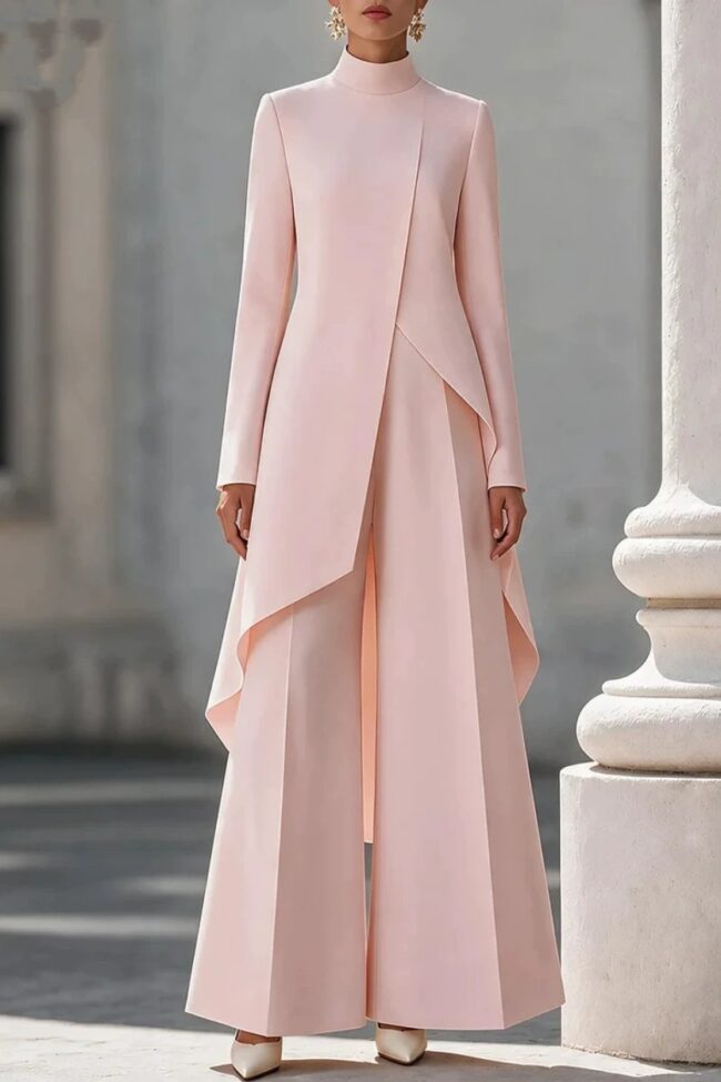 The Ophelie High Neck Wide Leg Pants Set Detail – La Rose Couture Trousers & Skirts