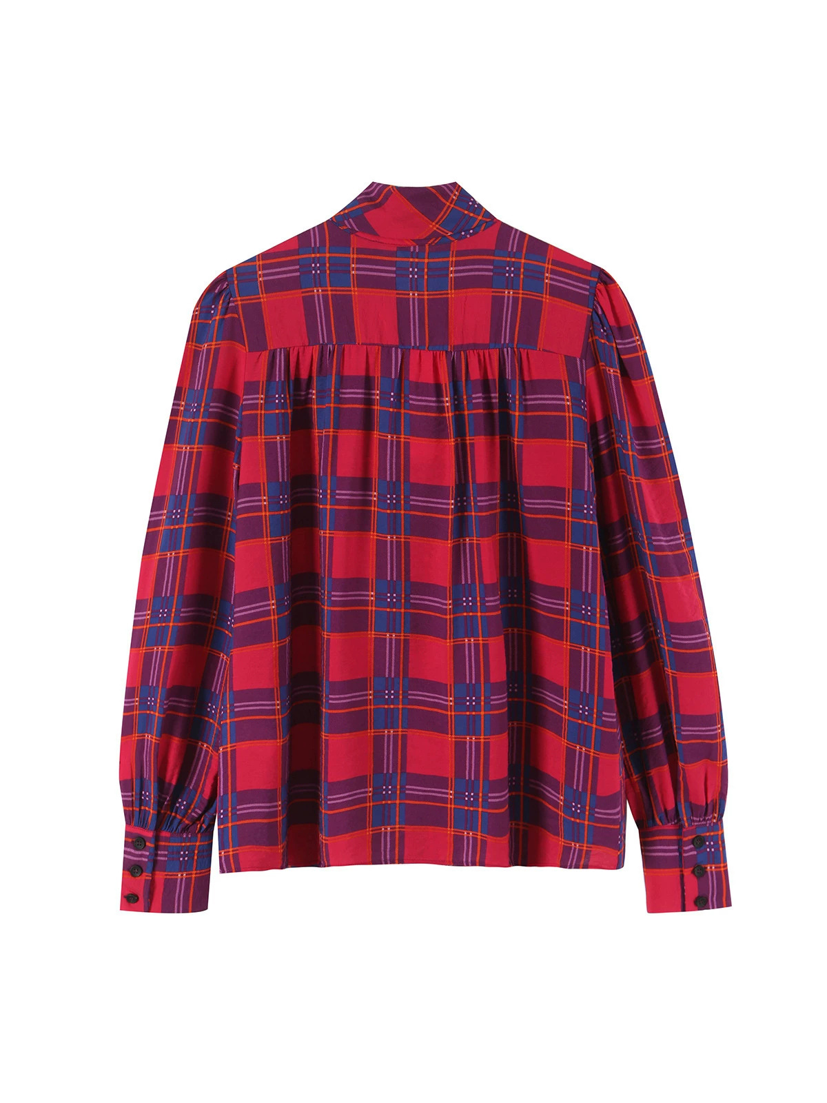 Womens Plaid Bow Tie Shirt - Image 2