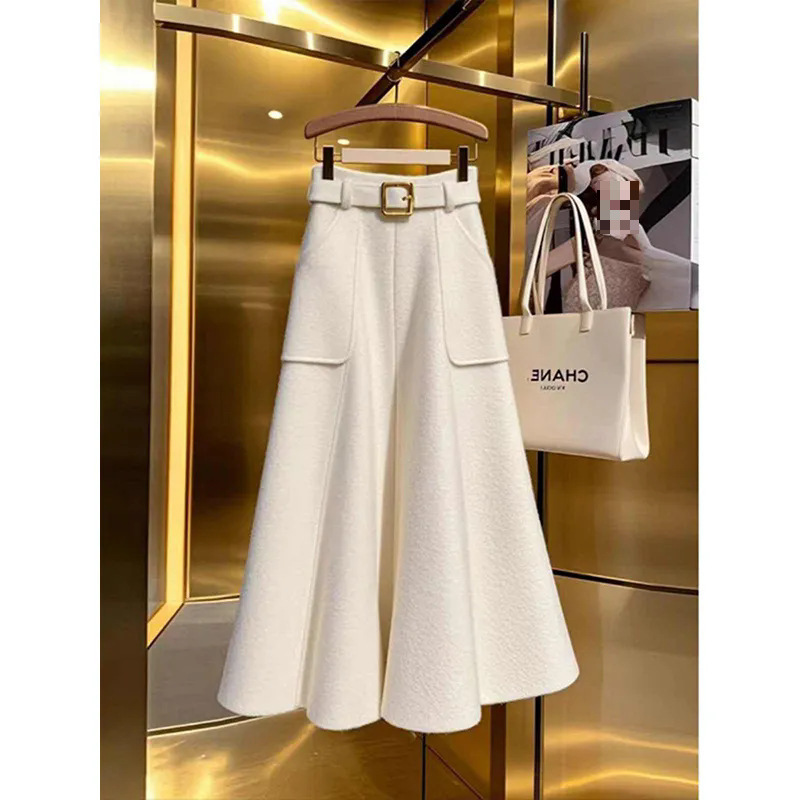 Elegant Apricot Knitted Top High Waist Skirt Set - Image 2