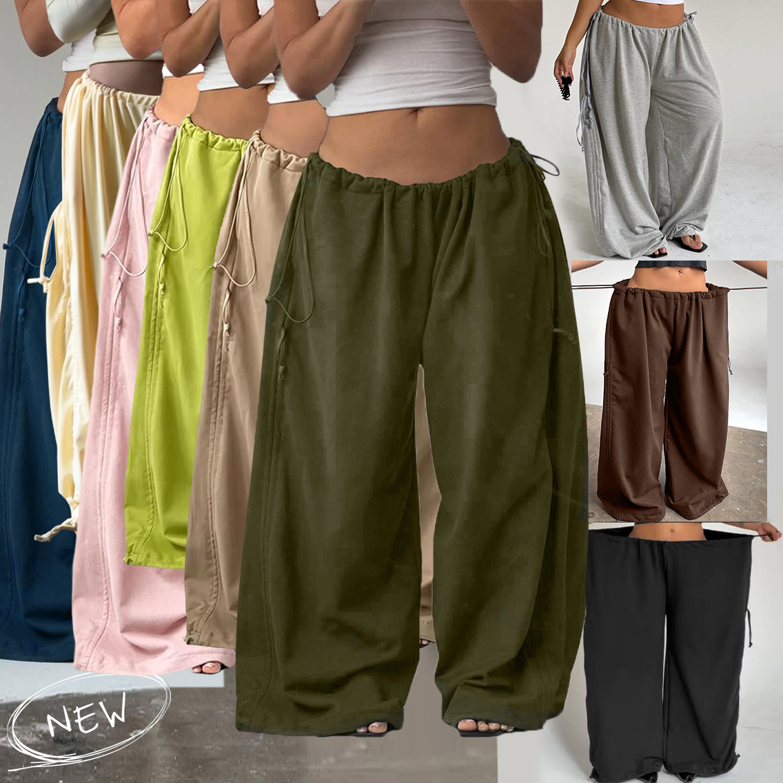 Casual Drawstring Loose Wide-Leg Pants