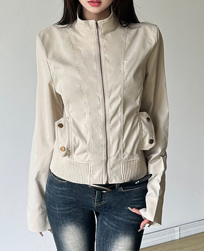 The Odette Workwear Zip Up Jacket Detail – La Rose Couture Coats & Jackets
