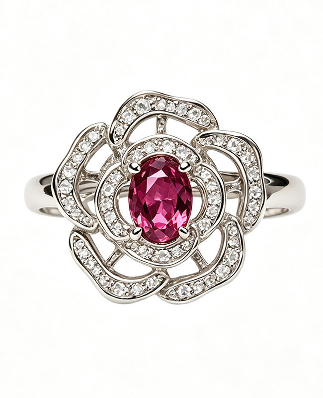 The Muriel Silver Natural Birthstone Flower Vintage Adjustable Ring Detail – La Rose Couture Jewellery & Accessories