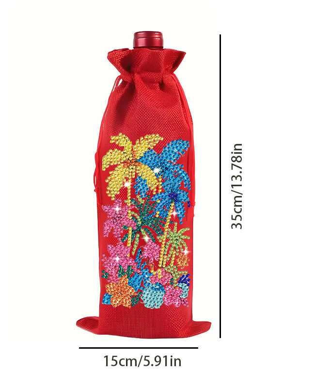 The Beatrice Diy Diamond Painting Christmas Linen Wine Gift Bag Detail – La Rose Couture Handbags & Clutches