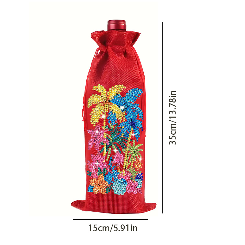 DIY Diamond Painting Christmas Linen Wine Gift Bag - Image 4