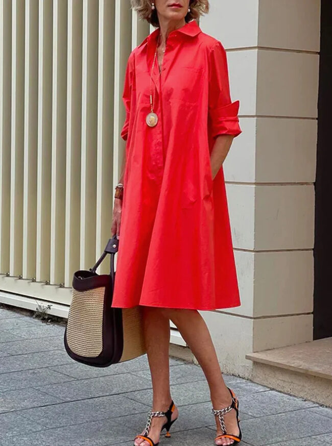 The Garance Polo Collar Long Sleeve Mid Length Dress Detail – La Rose Couture Dresses & Gowns